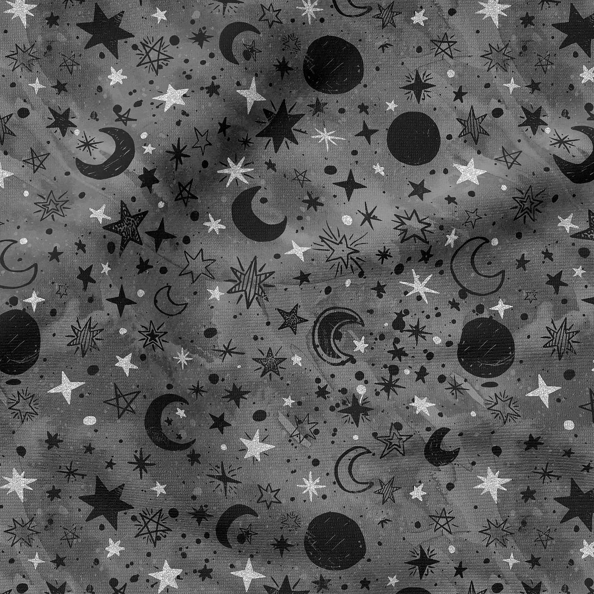 Fabric Editions Gray Starry Night Cotton Fabric